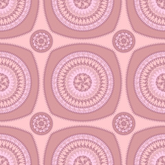 Seamless pattern with circle ornament  in pink lilac