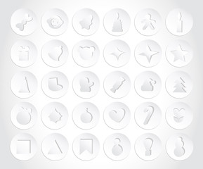 Set of Christmas Icons in paper style. Flat Style with Long