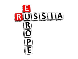 3D Crossword Russia Europe on white background