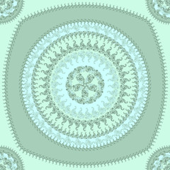 Seamless pattern with circle ornament  in marine blue