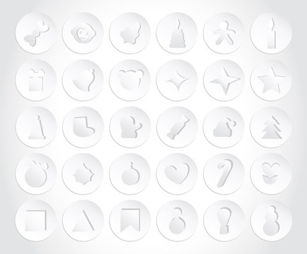 Set of Christmas Icons in paper style. Flat Style with Long