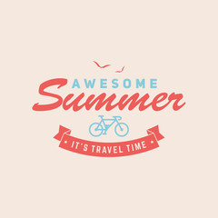 Retro summer vintage label on colorful background