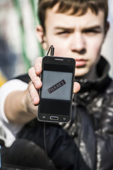 teenager wrote in the phone thanks