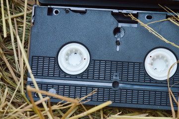 video recorder cassette on straw