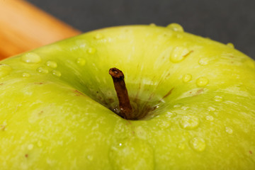 Closeup small green apple