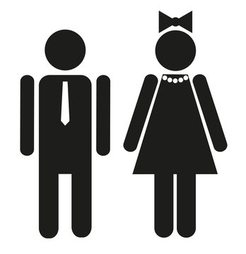 Collection of 2 isolated silhouettes for lady and gentleman