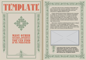 Vector illustration. Template booklet in vintage style.