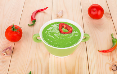 Appetizing pea soup.