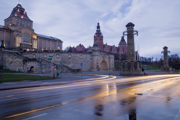 Panorama wałów Chrobrego nocą