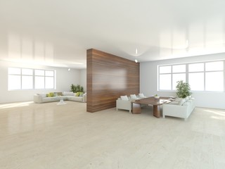 white empty interior concept with panoramic windows