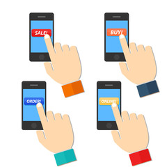 Shop Hand Hold Touch Screen on Mobile Phone