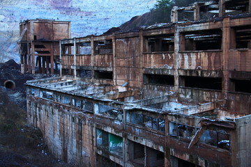 Old destroyed ironworks in small town Vares , near the Sarajevo