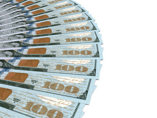 Money fan. New one hundred dollars.