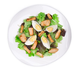 Caesar salad with eggs.