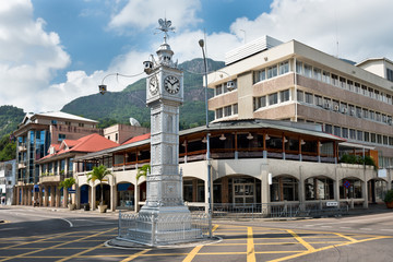 Obraz premium The clock tower of Victoria, Seychelles