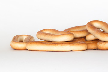 Dry bread-ring on white background
