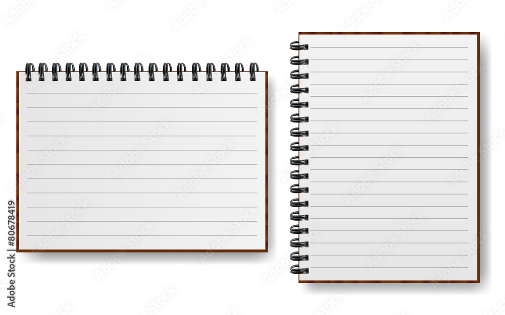Aufkleber notebook with spiral line realistic paper vector illustration
