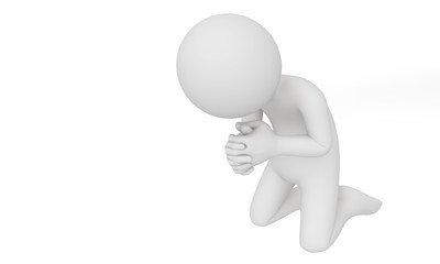3d man praying isolated with white background
