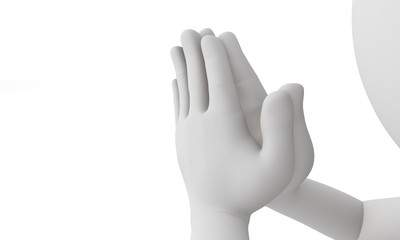 3d man praying isolated with white background