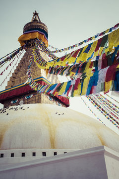 Boudhanath is a buddhist stupa in Kathmandu, Nepal.