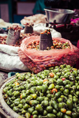 The street vendor sels his fruits and vegetables in Thamel in Ka
