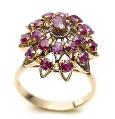 Purple Gemstone Ring in White background