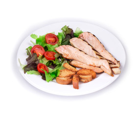 Caesar salad dish close up.