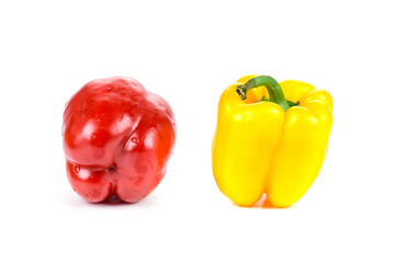 Red and yellow sweet peppers.