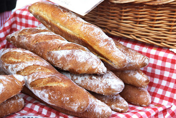 Baguettes and bread on the Mediterranean market