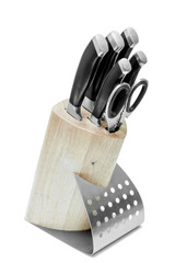Knife block, isolated on white background.