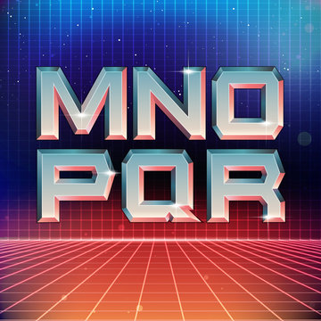 80s Retro Futuristic Font from M to R