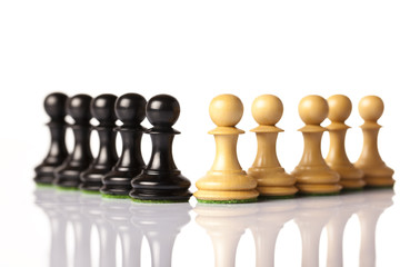  black and white chess pawns