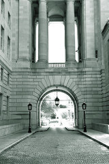 Federal building entrance in Washington DC.