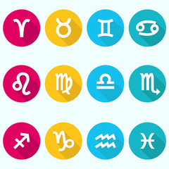Horoscope Signs Icons / Symbols - flat design vector EPS10