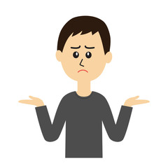 I don't know. An illustration of a young man shrugging.