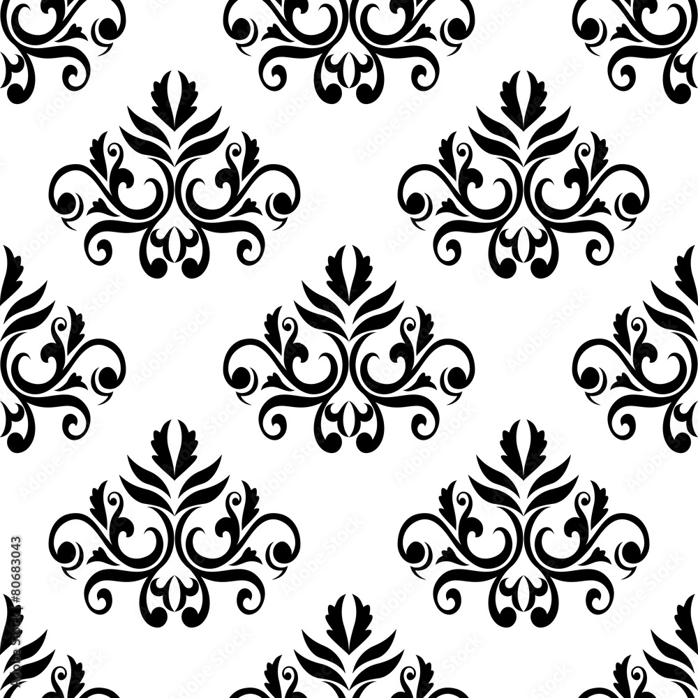 Poster leaves and tendrils compositions seamless pattern