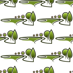 Abstract park alleys seamless pattern