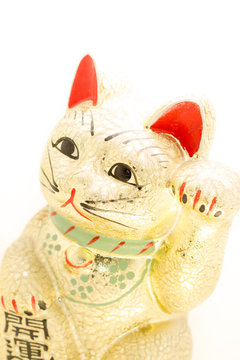 Japanese golden beckoning cat also known as a Maneki Neko
