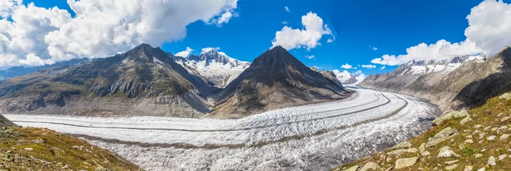 Fotobehang Panorama view of the Aletsch glacier on Mountains © Peter Stein
