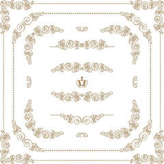Vector set of gold decorative borders, frame