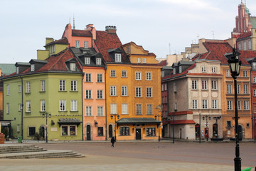 Fototapeta na wymiar Buildings in Old Town. Warsaw, Castle Square. Poland.