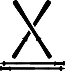 Skis with Ski Sticks