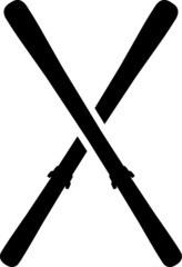 Skis Crossed Symbol - obrazy, fototapety, plakaty