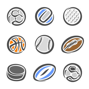 Images of sports equipment for different sports
