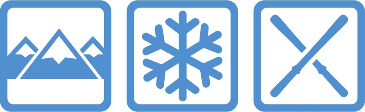 Winter Icons Mountains Snowflake Skis