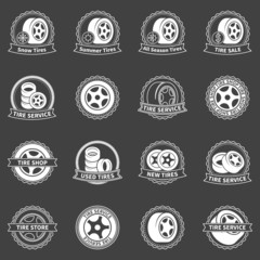 White tire vector emblems or badges
