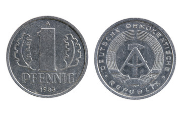 Old coin of Germany one pfenning.