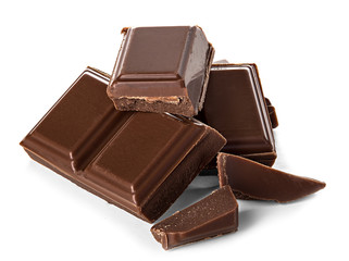 chocolate bars isolated on white background