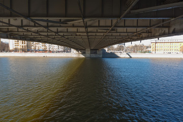 Under the cable-stayed bridge. Crimean bridge, Moscow