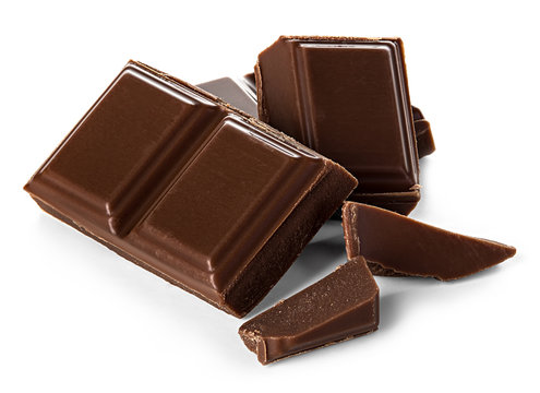 chocolate bars isolated on white background